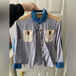 Junya Watanabe Blue and Tan Dress Shirt